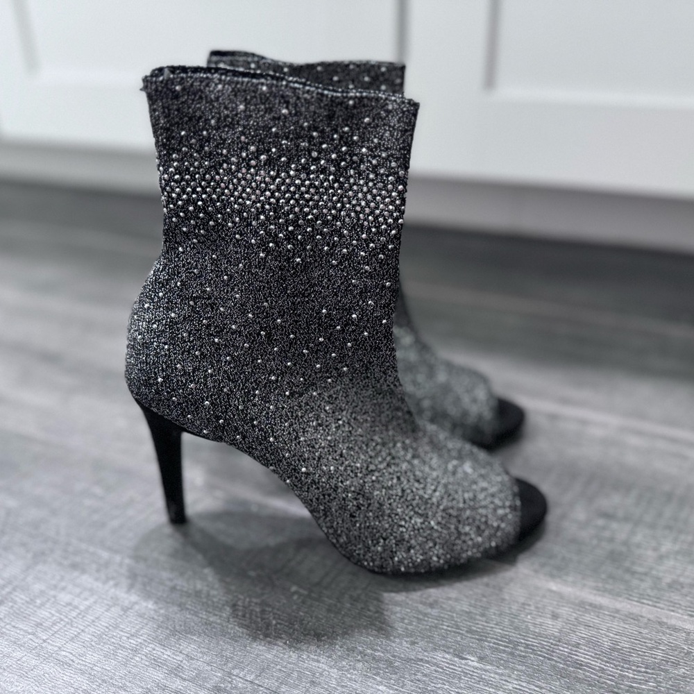 INC International Concepts Womens Rielee Fabric Peep Toe‎ Knit Ankle Bootie Boot
